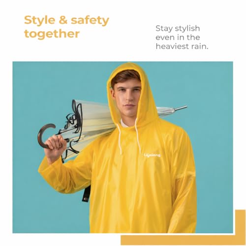 Image of Lifelong Waterproof Unisex Rain Coat Hooded Full Sleeves Outdoor Men, Women, Boys & Girls Rainwear Poncho Raincoat for Camping, Hiking & Travelling (1Pc)