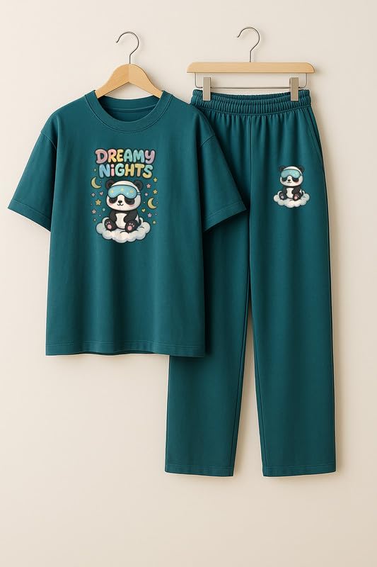 Image of My Swag Womens Cotton Night Suit | T-Shirt and Lower | Summer and Winter Sleepwear