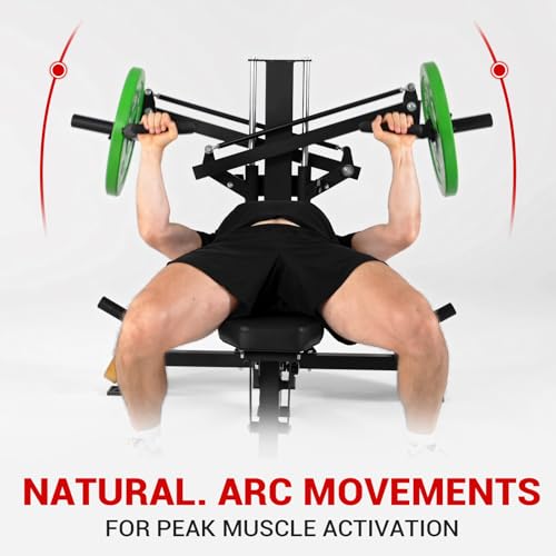 Image of GMWD Chest Press Machine, Bench Press Machine with Independent Converging Arms, Adjustable Flat Incline Bench for Chest, AB Workouts, Shoulder Home Gym Equipment