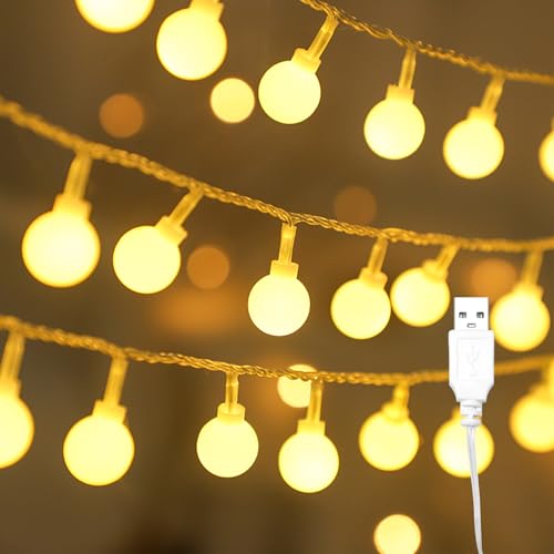 Kaleora USB LED Lichterkette, 1,5m, 10 Warmweiße Kugeln, 1,8cm...