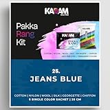 Kadam Pakka Rang Fabric Dye Colour | 25g Pack | Includes DyFix Color Fixer | Permanent Fabric Dyes for Old Faded Jeans and Clothes (Jeans Blue)