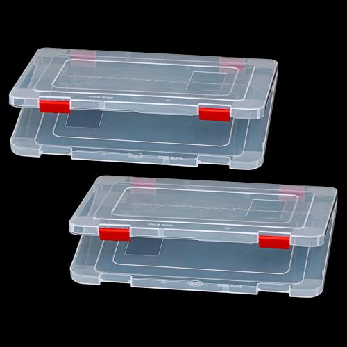 Image of Livzing Plastic Portable File Folder Case | Transparent Documents Lockable Boxes for A4 Sheet, Photos, Magazines, Cards | Portable organizer for Envelopes, Certificates | Office Supplies-Pack of 2
