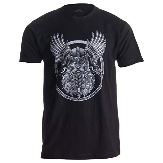 Odin | Norse Mythology God Valkyrie Valhalla Viking Raven Nordic Thor T-Shirt-(Adult,XL) Black