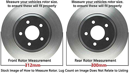 Image of Detroit Axle - RWD Brake Kit for 2004-2006 Mercedes-Benz E500 [Base], Drilled & Slotted Disc Brake Rotors Ceramic Brakes Pads Replacement: 12.28 inch inch Front & 11.81 inch inch Rear Rotor
