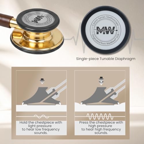Image of MaiWieel-Classic Monitoring Stethoscope Professional Dual Head Chocolate Stethoscopes For,Nurse,Doctor,Vet ,Home Medical ,EMT,Double-Sided Stainless Chestpiece,Flexible Tubing & Soft Sealing Eartips (Copper-Chocolate)