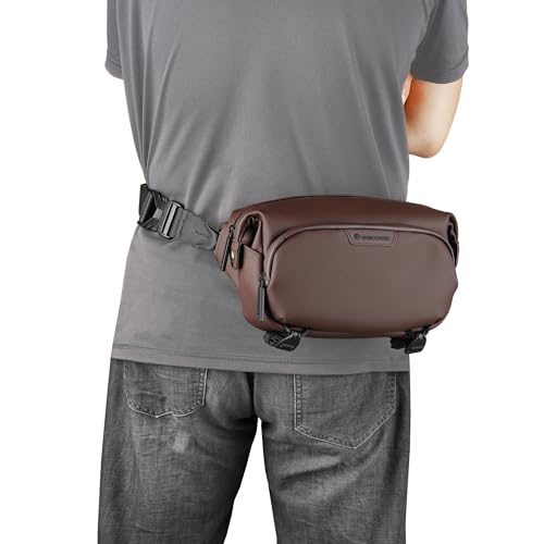 Image of Vanguard VEO Lite W3L Camera & Everyday Waist Pack (Chocolate) - 3L Capacity, Fits Mirrorless Camera + Accessories, Tripod Strap, Adjustable Wear, Easy-Clean Water-Resistant Design