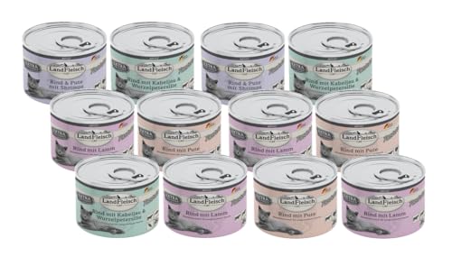 Landfleisch Katzenfutter Cat Pastete 12 x 195g Getreidefreies Nassfutter