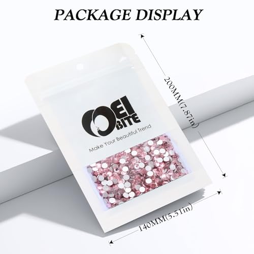 Image of Pink Flatback Rhinestones, Glass Rhinestones for Nail Art and Craft, Glue Fix, Loose Crystal Gemstones(Pink, SS20, 2880pcs, 4.6-4.8mm)