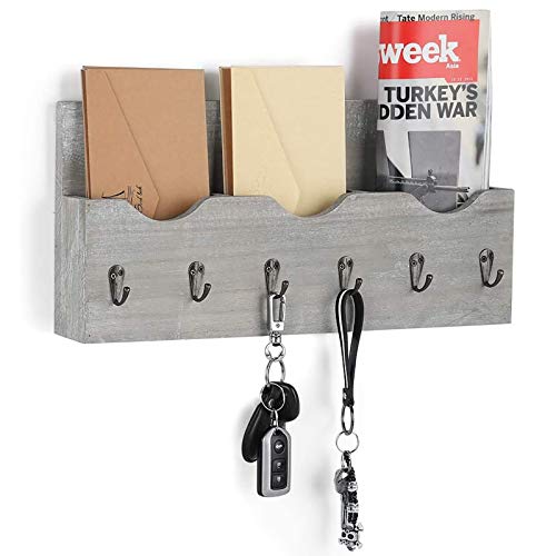 image for LIANTRAL Wall Mount Mail Holder Organizer Mail Sorter with 3 Storage c