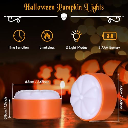2 Stück Halloween LED Kürbis Lichter,LED Licht mit Fernbedienung,Halloween Kürbis lichter,Batteriebetriebene led Kerzen Lampe,Drinnen und draußen Flammlose Flackernde Kerzen,Teelichter für Deko