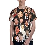 QNNEL Ian Somerhalder Collage T Shirt Man's Fashion Casual Lightweight Round Neckline Short Sleeve Basic Tee Shirt Black
