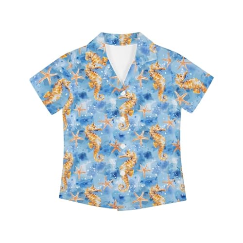 Summer Casual Dress Shirts for Boys Button Down Short Sleeve Hawaiian Tropical Shirt
