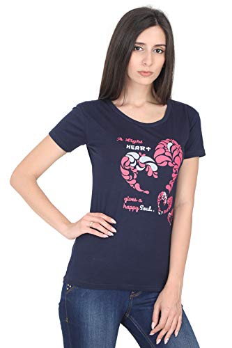 Image of FLEXIMAA Women's Cotton Printed Round Neck Half Sleeve T-Shirt