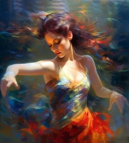 ZMHZMY Paint by Numbers Doodle Dancer Woman Canvas DIY Oil Painting for Kids, Students, Adults Beginner with Brushes and Acrylic Pigment- 16
