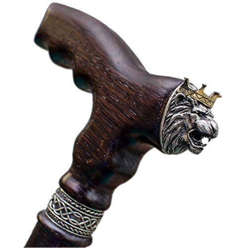 Unique Wooden Walking Cane for Men - Lion King - Carved Wood Canes