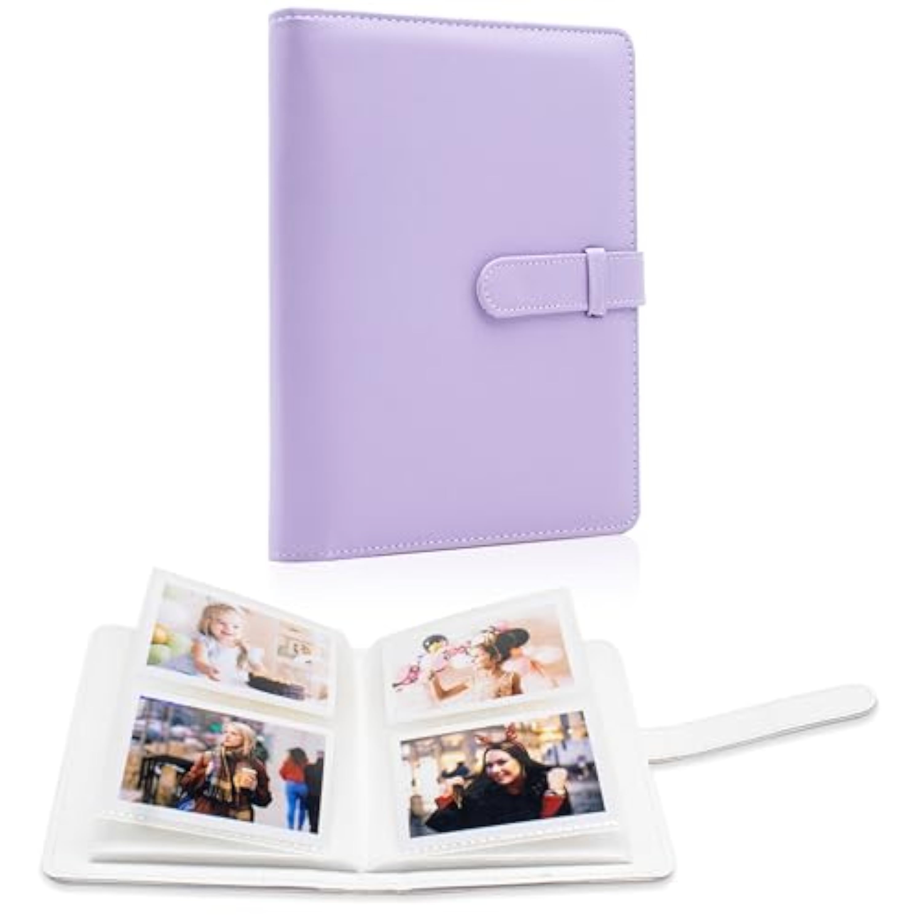 Álbum de fotos de 64 bolsillos para películas de 2 x 3 pulgadas, mini álbumes pequeños para cámara instantánea Fujifilm Instax Mini, soporte para tarjetas de fotos Kpop (púrpura)