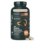 VetriScience Healthy Hip & Joint Chewable Tablets, GlycoFlex Glucosamine and Green-Lipped Mussel Joint Support Supplement for Dogs, Promote Mobility and Protect Joints, Chicken, 120 Count