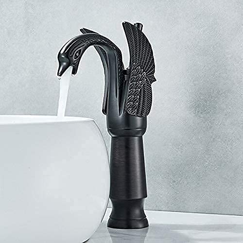 Robinet de lavabo en bronze noir mitigeur eau chaude et froide pour salle de bain élégante