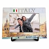 valucise Italy Pictures Frame, Wooden Desktop Photo Frame with Stand, Italy Souvenirs For Woman Man, Italy Family Vacation, Italy Wedding Gifts, Farmhouse Home Living Room Bedroom Decoration -a88