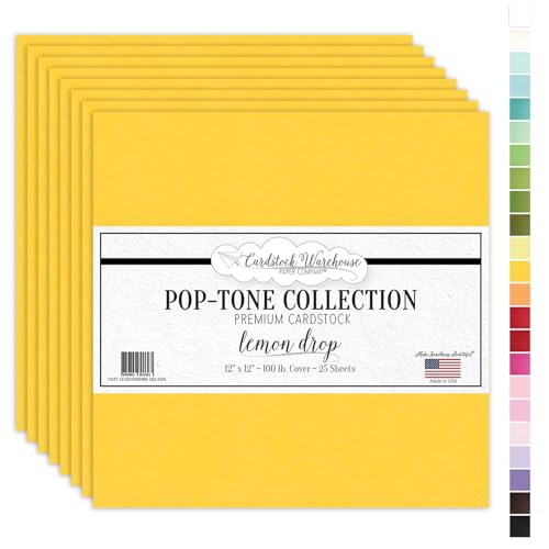 Lemon Drop Yellow Cardstock Paper - 12 X 12 Inch 100 Lb. Heavyweight Cover - 25 Sheets From Cardstock Warehouse