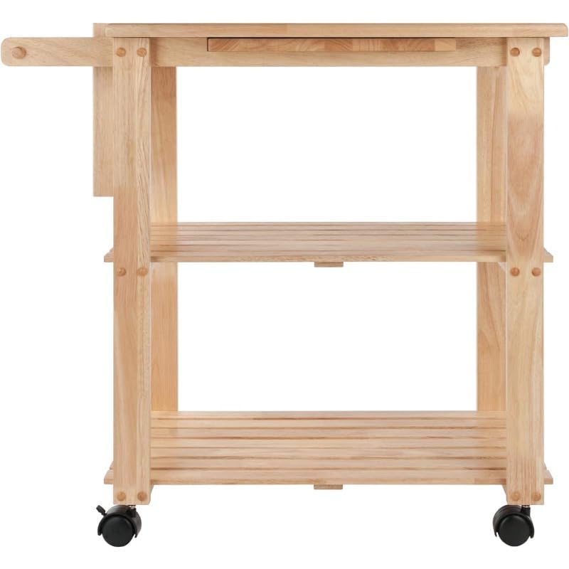 Wood Island Cart – stylowa szafka z zakładką i półkami do ulepszonych rozwiązań w zakresie przestrzeni roboczej, przenośna walizka do gotowania w domu