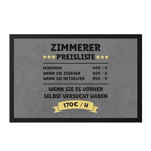 Hey!Print Zimmerer Preisliste Fußmatte Fenster Türen Treppen Dachstühle Holzhäuser Sage Hammer Arbeit Beruf Job Hey!Print Zimmerer Preisliste Fußmatte Fenster Türen Treppen Dachstühle Holzhäuser Sage Hammer Arbeit Beruf Job