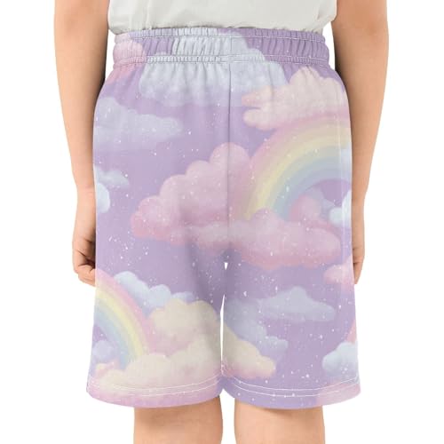 Rainbow Cloud Kids Shorts Pull-on Boys Shorts with Elastic Waist Casual Athletic Pants for Outdoor Summer Playwear3