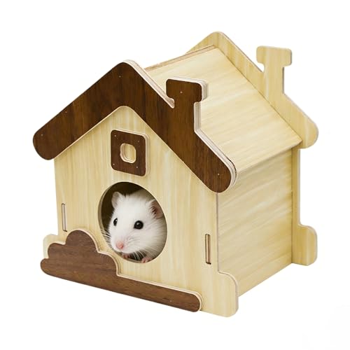 Mouse Habitat | Wooden Hut Cute Decor,Cute Small Animal Houses & Habitats,for Gerbil Chinchilla Ferret Hedgehog Sugar Glider Small Animal Indoor Play Sleep