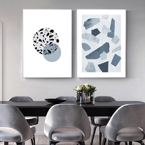 Toile D'Art Géométrique Abstrait WBYZAC Peinture Salon Lot de 2 Minimaliste 40x60
