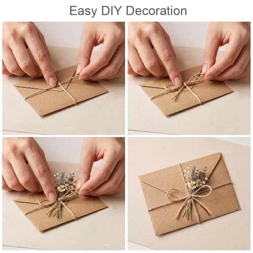 Mini Kraft Envelopes 200 Pack with Twine, 4 x 2.75 Inch Small Brown Kraft Paper Gift Card Envelopes, Rustic V Flap Mini Envelopes for Cash, Jewelry, Business Cards, Wedding Favors — view 4