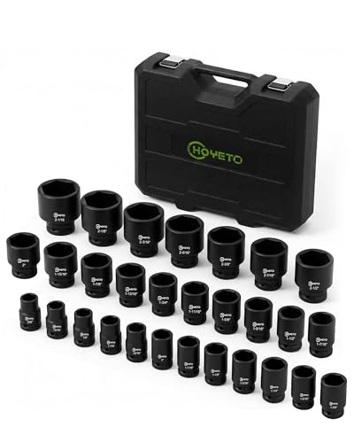 HOYETO 3/4 Impact Socket Set SAE 3/4-2-1/2 29pc for Trucks RVs & Heavy Machinery