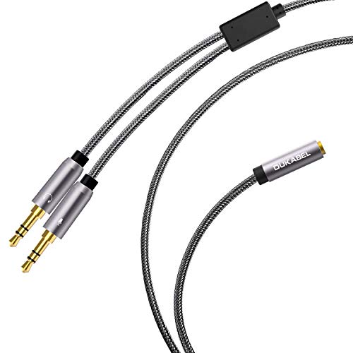 DUKABEL Long Headset Splitter Cable (4ft/1.2m), 3-Pole TRS Microphone(Male) & Audio(Male) to Single...