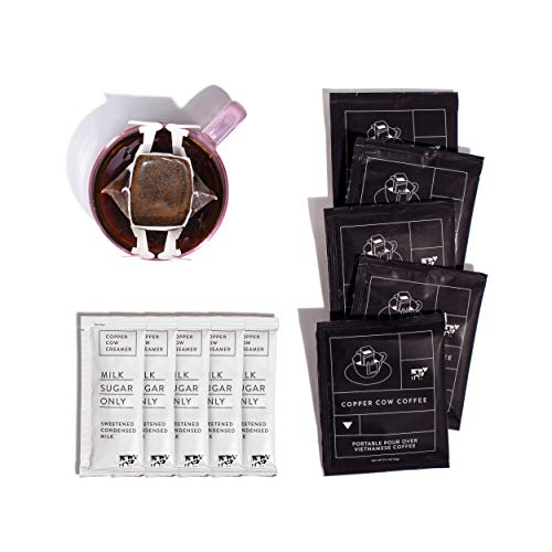 Copper Cow Coffee Vietnamese Pour Over Coffee Filters with California Sweetened Condensed Milk – Single-Serve and All-Natural Pre-Filled Coffee Filters – Classic (5 Pack) - Thumbnail 6