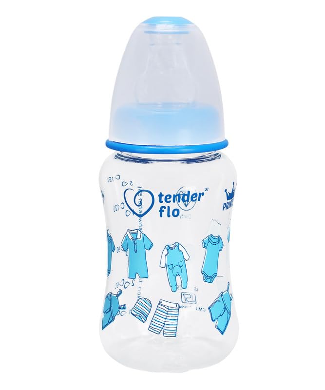 tender flo Prince 150mlBaby Feeding Bottle for Boys | Perfect for Newborns and Toddlers | Ideal for 0-5 Years | Comfortable Grip and Leak-Proof Design for Easy Feeding - Blue