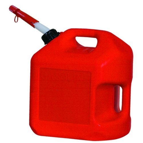 Midwest Can 5610 Safe-Flo Auto Shut Off 5 Gallon Gas Can – Durable Fuel Containers with FlameShield Safety System & Quick-Flow Spout - Red