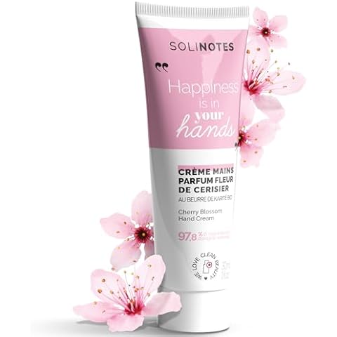 Solinotes Cherry Blossom Hand Cream For Women - Intense Nourishing And Repairing Hand Lotion for Dry and Damaged Hands | Organic Shea Butter | 97.8% Natural Ingredients - 1 fl.oz Cover