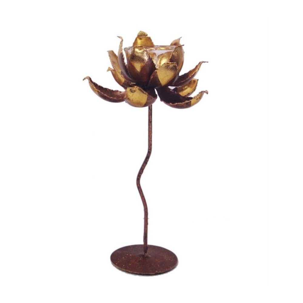 Candle Holder Creative Flower Shaped Candlestick Ornaments Iron Candle Holder Candle Tray(L)