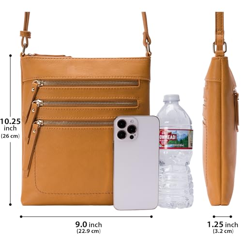 Image of Solene Crossbody Bag Functional Multi Pocket Messenger Purse Top Zip Closure Shoulder Handbag With Adjustable Strap