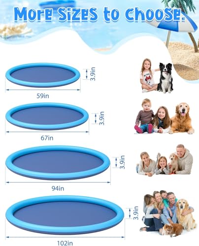 YSJILIDE Non-Slip Large Sprinkler Splash Play Mat,Splash Pad for Kids and Dog (Blue, XXXL-102) - image 2
