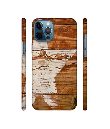 Image of Amazon Brand - Solimo Designer Star Impression On Wood 3D Printed Hard Back Case Mobile Cover for Apple iPhone 12 Pro Max