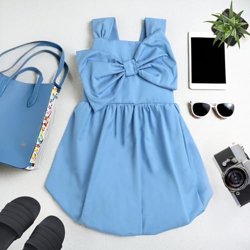 Image of Big Bow Design Sleeveless Dress Girls Summer Frock Clothing