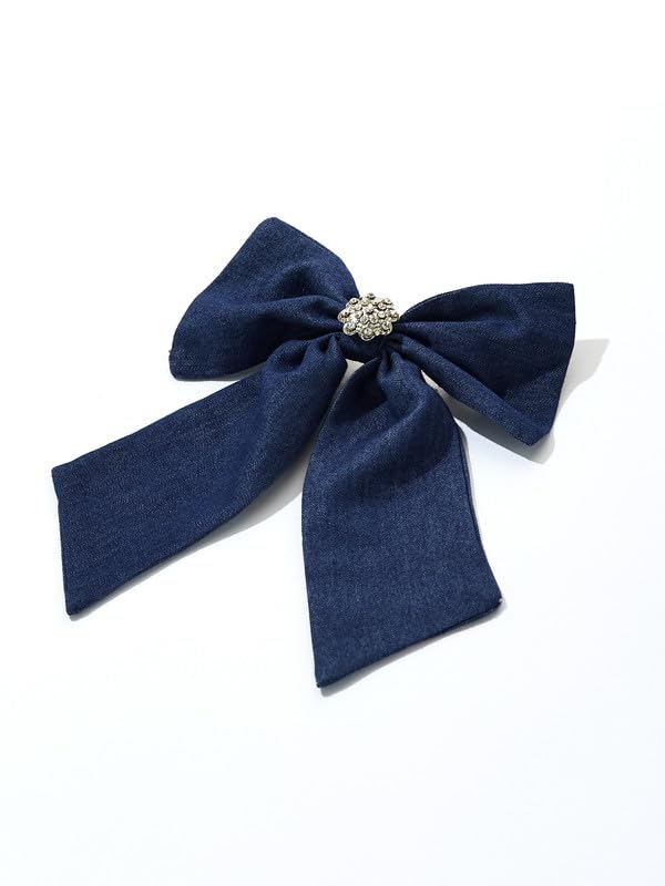 DEPANO Trendy Stylish Soft Blue Denim French Barrette Hair Bows Clips For Women & Girls Hair Accessories Gift Handmade (Blue)-image-24
