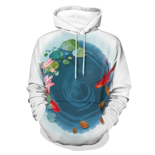 Hoodie poisson rouge pull unisexe UMENG sweat à capuche manche longue S