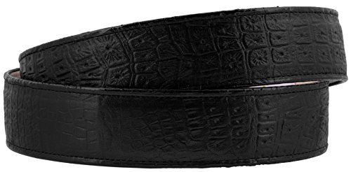 El Presidente - Mens Black Crocodile Belly Pattern Cowboy Belt Rodeo Buckle2