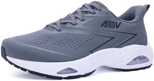 Autper Wide Toe Box Running Shoes for Men Arch Support Walking Sneakers Orthotic Slip On Tennis Shoes for Bunions Plantar Fasciitis, Flat Feet, Heel Pain Relief Grey Size 8