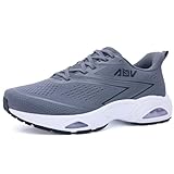 Autper Wide Toe Box Running Shoes for Men Arch Support Walking Sneakers Orthotic Slip On Tennis Shoes for Bunions Plantar Fasciitis, Flat Feet, Heel Pain Relief Grey Size 10