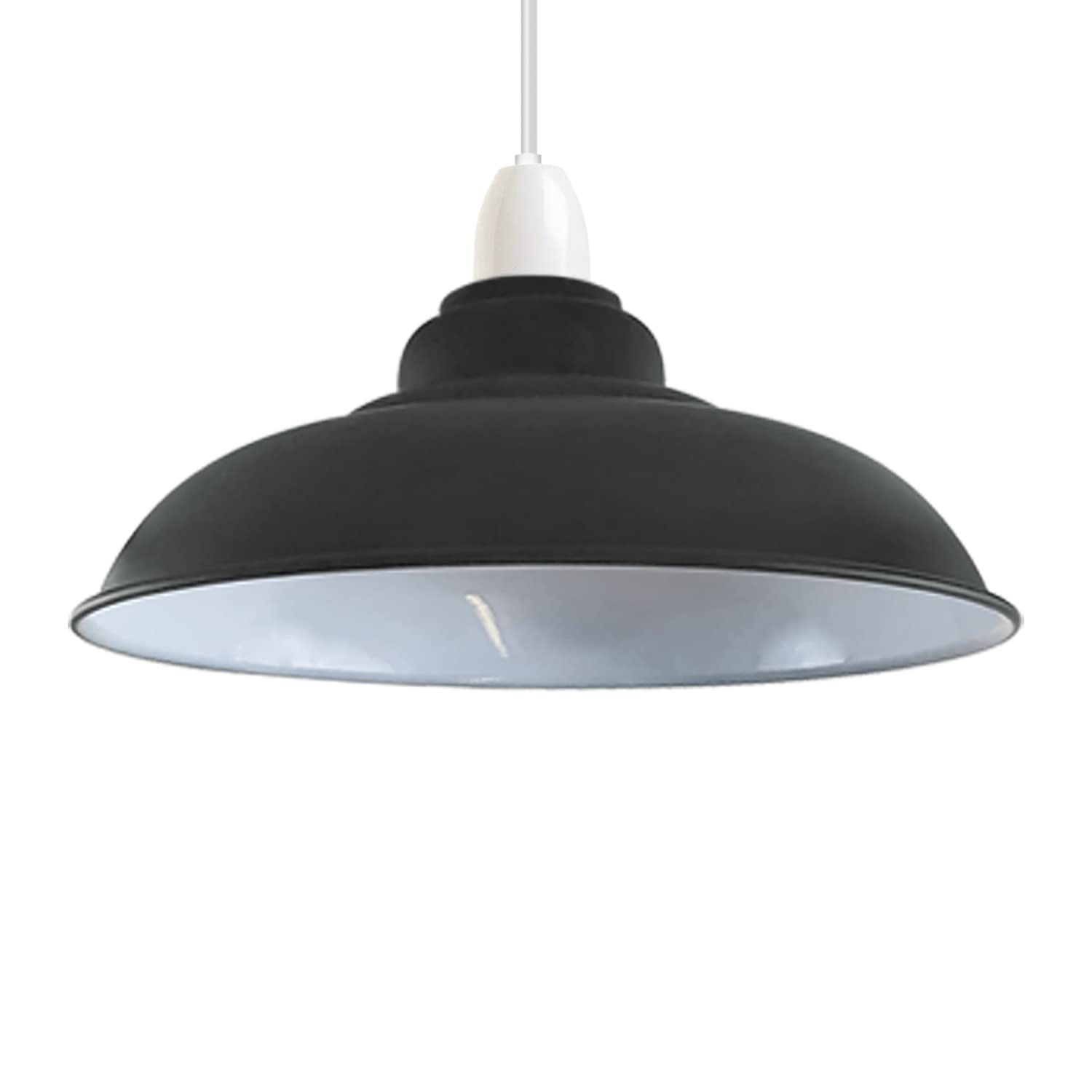 Grey Metal Ceiling Lamp Shade - Easy Fit Light Pendant - 32cm Modern Ceiling Lighting Shade for Bedroom, Hallway, Office, Café, Restaurant - Industrial Light Shade Hanging Pendant