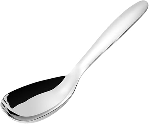 Kichvoe Cuchara de sopa de acero inoxidable cucharas redondas profundas cucharas de postre cucharas de comida para ramen cereales Pho Wonton