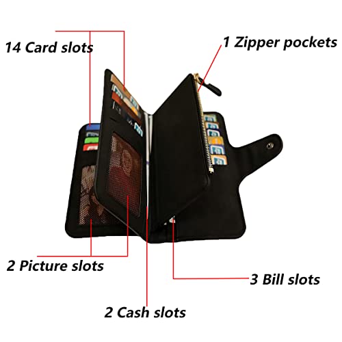Image of Womens Long Leather Wallet, RFID Blocking Leather Pocket Wallet Ladies Mini Purse with ID Window
