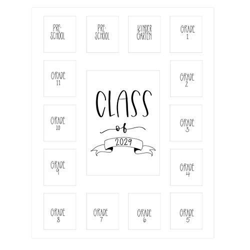 Image of Rustic Red Door Co. White Class of 2029 School Years Picture Mat (11' x 14') - Photo Collage Frame Mat for School Pictures No Frame Included
